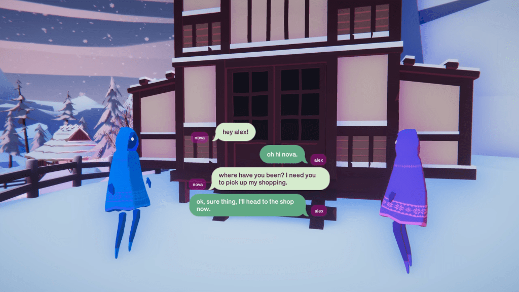 Your character speaks to another character, who you agree to help with picking up their shopping